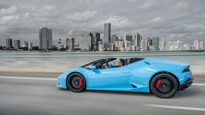 The Lamborghini Huracán Spyder’s 5.2L V10 engine develops the same power and torque as its coupé version. Courtesy Lamborghini