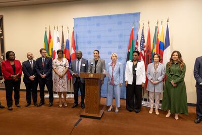 Mariam Al Mheiri, UAE Minister of Climate Change and Environment, chaired a debate on 'threats to international peace and security' to examine the effect of climate change on the roles and responsibilities of UN peacekeeping and special political missions. Photo: Ministry of Climate Change and Environment