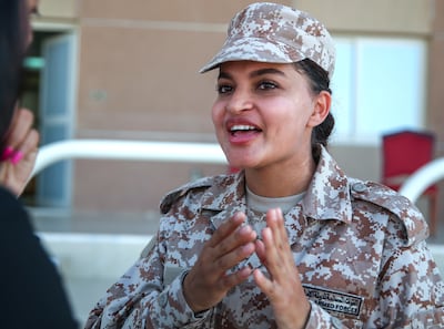 Doha Harbi Sharhan, 26, a second lieutenant from Iraq. Victor Besa / The National