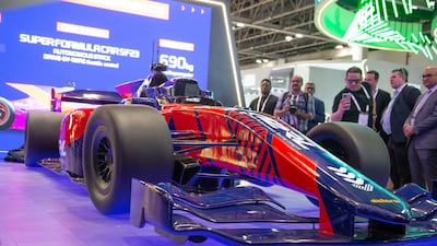 The Dallara Super Formula SF23 car, which has been built specifically for the inaugural Abu Dhabi Autonomous Racing League, A2RL. Leslie Pableo / The National