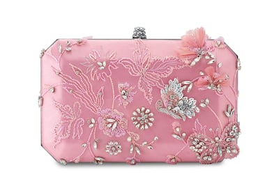 The Yours Truly bag from the Tyler Ellis X Hamda Al Fahim collaboration comes in pink with delicate flowers