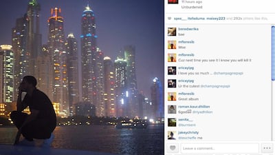 Instagram photo of Drake brooding while in Dubai. Courtesy of Instagram