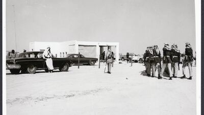 Abu Dhabi Police Headquarters opposite Qasr Al Hosn, circa 1970. Copyright Zaki Nusseibeh