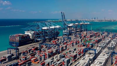 The Red Sea Gateway Terminal. a major container terminal at Jeddah Islamic Port. Saudi Arabia's Public Investment Fund and China's Cosco Shipping have each taken a 20 per cent stake in the terminal. Courtesy of Red Sea Gateway Terminal.