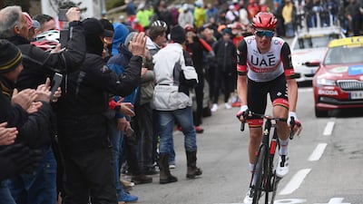 UAE Team Emirates' US rider Brandon McNulty leads a breakaway at the Paris-Nice race. AFP
