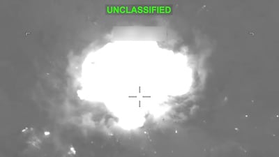 US military footage showed explosions during strikes on Iran. Photo: US Central Command