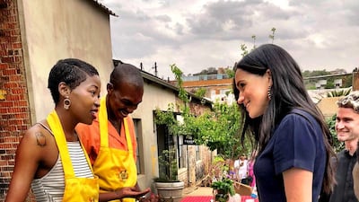 Meghan, Duchess of Sussex, visits Victoria Yards, a regeneration project that is home to design studios, art galleries and a popular monthly food market, in Johannesburg. Reuters
