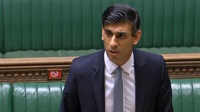 Britain's Chancellor of the Exchequer Rishi Sunak as he delivers his Budget statement to the House of Commons in London. AFP