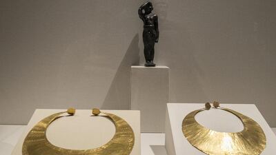 'Lunula', gold, 2400 - 2000 BCE, Ireland. Mona Al-Marzooqi / The National