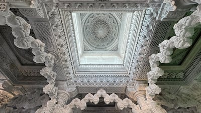 More than 200 intricate hand-carved marble pillars form the interior of the temple. Pawan Singh / The National