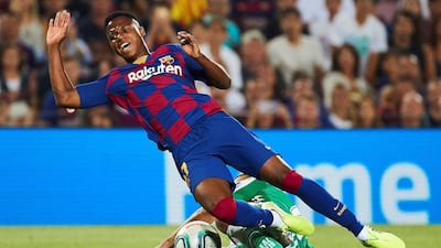 Barcelona forward Ansu Fati in action. EPA