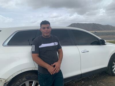 Ismael Abdulwahhab, from Egypt, was trapped in his car during the flood in Fujairah. Ali Al Shouk / The National