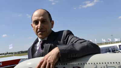 CEO of Qatar Airways Akbar Al Baker poses at Le Bourget airport on June 16, 2015, north of Paris, on the second day of the International Paris Air show which will be held until. AFP PHOTO / MIGUEL MEDINA