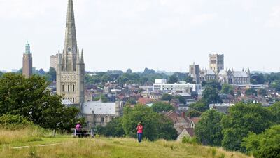 Norwich Cathedral is a staggering example of mainly Noram architecture and has dominated the skyline for over 900 years. Mark Bullimore / REX Shutterstock