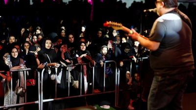 Women and children attend Saudi Arabia's first-ever jazz festival in Riyadh, on February 23, 2018. Faisal Al Nasser / Reuters