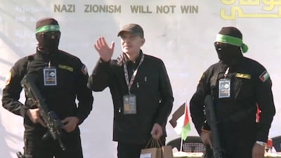 Mr Siegel is released by Hamas militants. Reuters