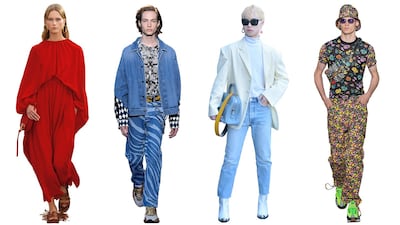 Looks by Valentino, Roberto Cavalli and Versace