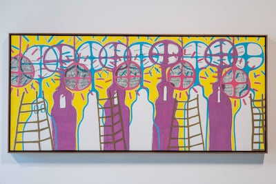 The exhibition introduces a brighter palette to Al Hashemi’s practice, drawing colour from smaller works she had previously rarely shown. Ryan Lim for The National