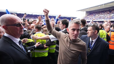 Ipswich Town manager Kieran McKenna celebrates. PA