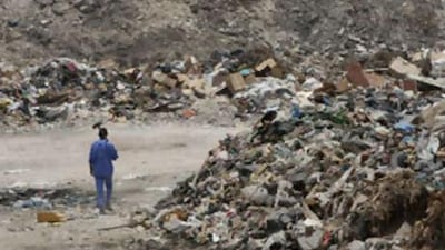 The Maqatra landfill site in desert between Abu Dhabi and Hmeem is eight kilometres long.