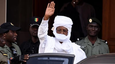 A defiant Hissene Habre, ex-dictator of Chad, leaving court after an identity hearing on June 3, 2015. Seyllou / Agence France-Presse