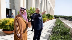 Prince Faisal bin Farhan, Saudi Foreign Minister, with Antonio Tajani, his Italian counterpart, in Rome for a meeting of the Global Alliance on the Two-State Solution. EPA