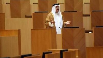 Dr Abdullah Al Shamsi was displeased by the absence of the Minister of State for Financial Affairs from the FNC session yesterday. Sammy Dallal / The National