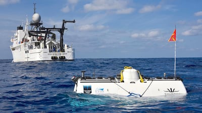 The two crafts float on the Indian Ocean. Courtesy: The Five Deeps Expedition