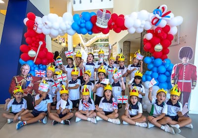 Repton School Abu Dhabi pupils prepare for the coronation. Victor Besa / The National