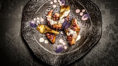 Main course: Polpo cacio e pepe: slow-cooked roasted octopus and artichokes in a cheese and pepper sauce; Dh30 from Roberto’s