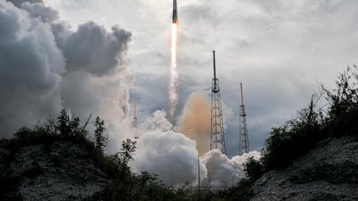 A SpaceX Falcon rocket lifts off from Cape Canaveral Air Force Station. Now, in the age of SpaceX, Blue Origin, and Virgin Galactic, the idea that a private company would launch an orbiting hotel seems almost pedestrian.Craig Bailey/Florida Today via AP