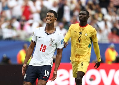 England midfielder Jude Bellingham, left, endured a frustrating match against Ghana. AFP
