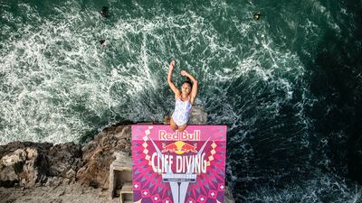 Xantheia Pennisi of Australia dives from the 21-metre platform on the final competition day of the fifth stop of the Red Bull Cliff Diving World Series in Polignano a Mare, Italy. Getty Images