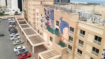 Aerial view of Max Lawrence’s 'The Pearl Huntress', one of the completed murals. Courtesy Art Painting Lab