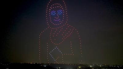 A girl in an abaya was one of the formations created by about 250 drones. Photo: Screen grab / Botlab Dynamics