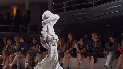 A model showcases a fur-heavy look. AFP