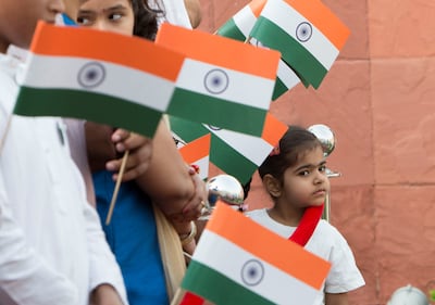 Indian nationals gather during the celebration of their Independence day at the Indian Consulate in Dubai. Ruel Pableo for The National