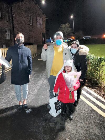 Turki Al-Shammari meets with Dean Lowe, Jessica Williams and their daughter Ella. Saudi Embassy UK