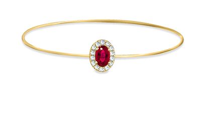 Emirati label Aquae Jewels created this elegantly simple bracelet from yellow gold, white diamonds and a ruby. Courtesy Aquae Jewels