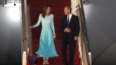 The Duchess of Cambridge chose earrings and a handbag by Pakistani designer Zeen. EPA