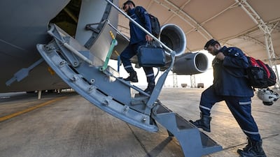 President Sheikh Mohamed directed teams from Abu Dhabi Civil Defence, the National Guard and the Joint Operations Command to assist with the response to the earthquake. Photo: Wam