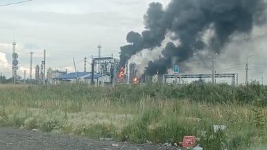 Omsk oil refinery in Russia was struck by a Ukrainian drone on July 6. Reuters