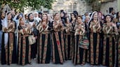 A traditional Palestinian wedding ceremony in Birzeit, north of Ramallah in the occupied West Bank. AFP