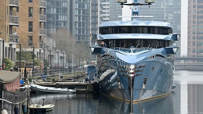 The PHI superyacht, detained by a unit of Britain's National Crime Agency (NCA). AFP