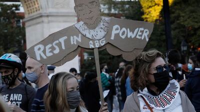 People gather for a candlelight vigil to pay their respects to Ginsburg in Washington Square Park, New York. EPA