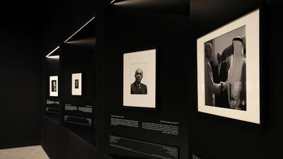 In one section of the exhibition, a number of portraits detail the political representatives from the UK who lived in the UAE throughout the 1950s and '60s, working as explorers, oil tycoons and mediators between local rulers and the British government. Chris Whiteoak / The National