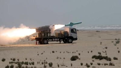 A missile is launched during a Iranian naval exercise. Iranian Army via AP