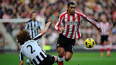 Newcastle's Fabricio Coloccini fails to stop Ahmed Elmohamady of Sunderland during last season's 1-1 draw at the Stadium of Light.