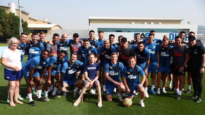 British Paralympian Stephen Miller poses for a picture with the Newcastle squad.