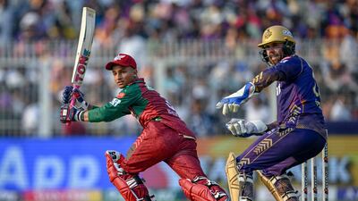 Lucknow Super Giants' Ayush Badoni made 29 off 27 balls before he was caught by Angkrish Raghuvanshi off the bowling of Sunil Narine. AFP